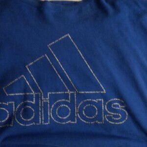 Adidas THE GO-TO TEE Outline Text Logo Blue Short Sleeve T-Shirt Mens Size 3XL